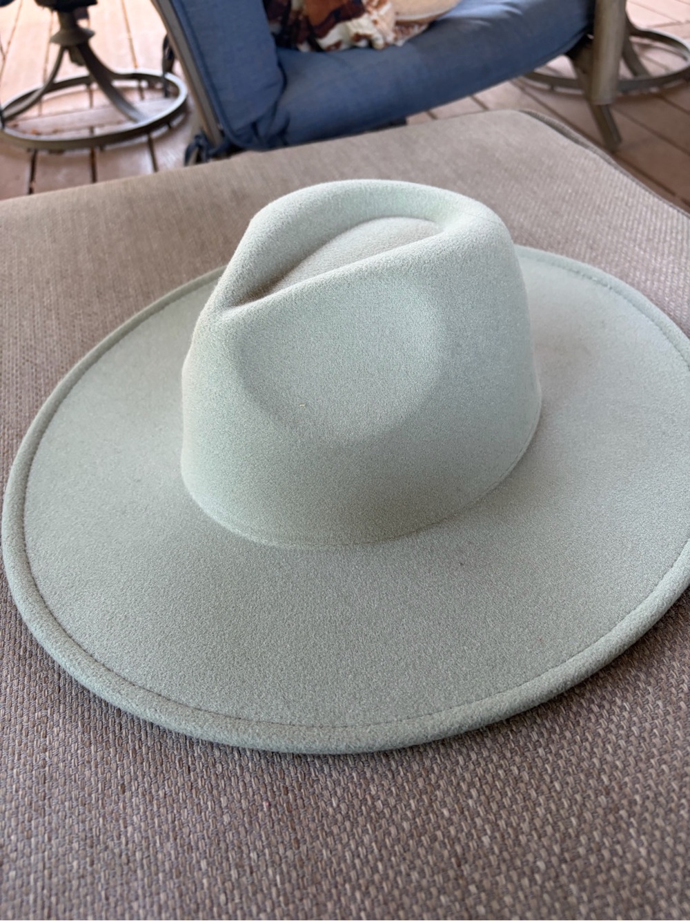 Anthropologie Sage Green Felt Wide Brim Fedora